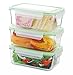 Kinetic GoGREEN Glassworks Series 6-Piece Rectangular Oven Safe Glass Food Storage Container Set, 54-Ounce Each (3 Containers and 3 Lids)