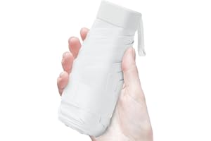 Xiuying Feng Mini Umbrella for Travel, Small Umbrella for Purse with Case for Sun and Rain, Sun Umbrella with UV Protection, Lightweight & Compact Umbrella for Women Men Kids(White)