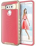 LG G6 Case, E LV LG G6 - Hybrid [Scratch/Dust Proof] Armor Defender Slim Shock-Absorption Bumper Case for LG G6 (2017) - [SALMON PINK/GOLD]