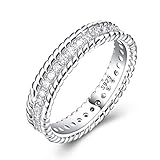 KnSam Sterling Silver Ring for Women Round CZ White