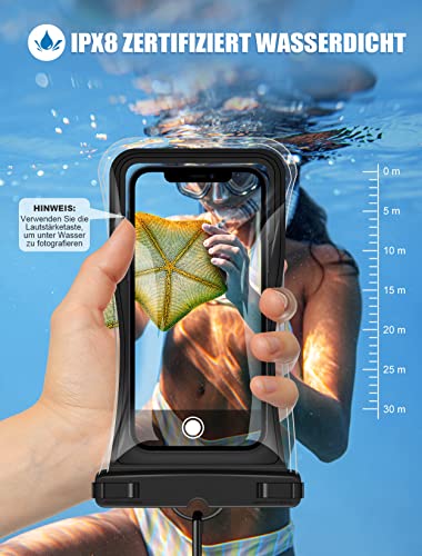 Mohard wasserdichte Handyhülle, 2 Stück IPX8 Schwimmende Wasserfeste Handyhülle mit Schlüsselband, Unterwasser Handyhülle zum Tauchen kompatibel mit iPhone 13 Pro Max/12, Andere 6,9 Zoll Smartphones