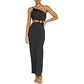ANRABESS Women Summer One Shoulder Sleeveless Maxi Dress Cutout Sexy Bodycon Semi Formal Dinner Date Vacation Dresses