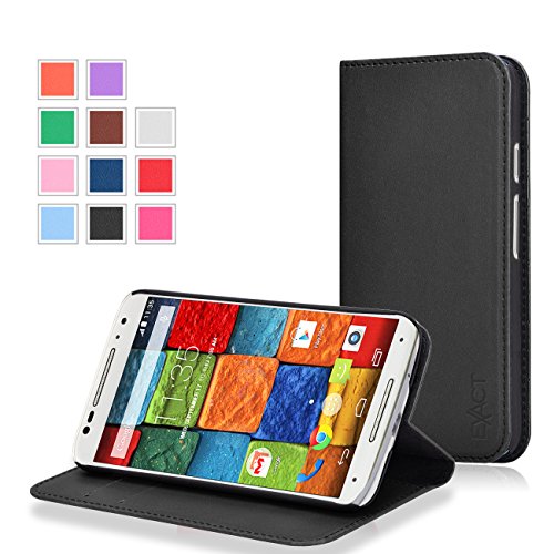 Moto X Case -Exact Motorola Moto X 2nd Gen Case [Billfold Series] PU Leather Wallet Flip Cover Case for Motorola Moto X 2nd Gen (2014) Black