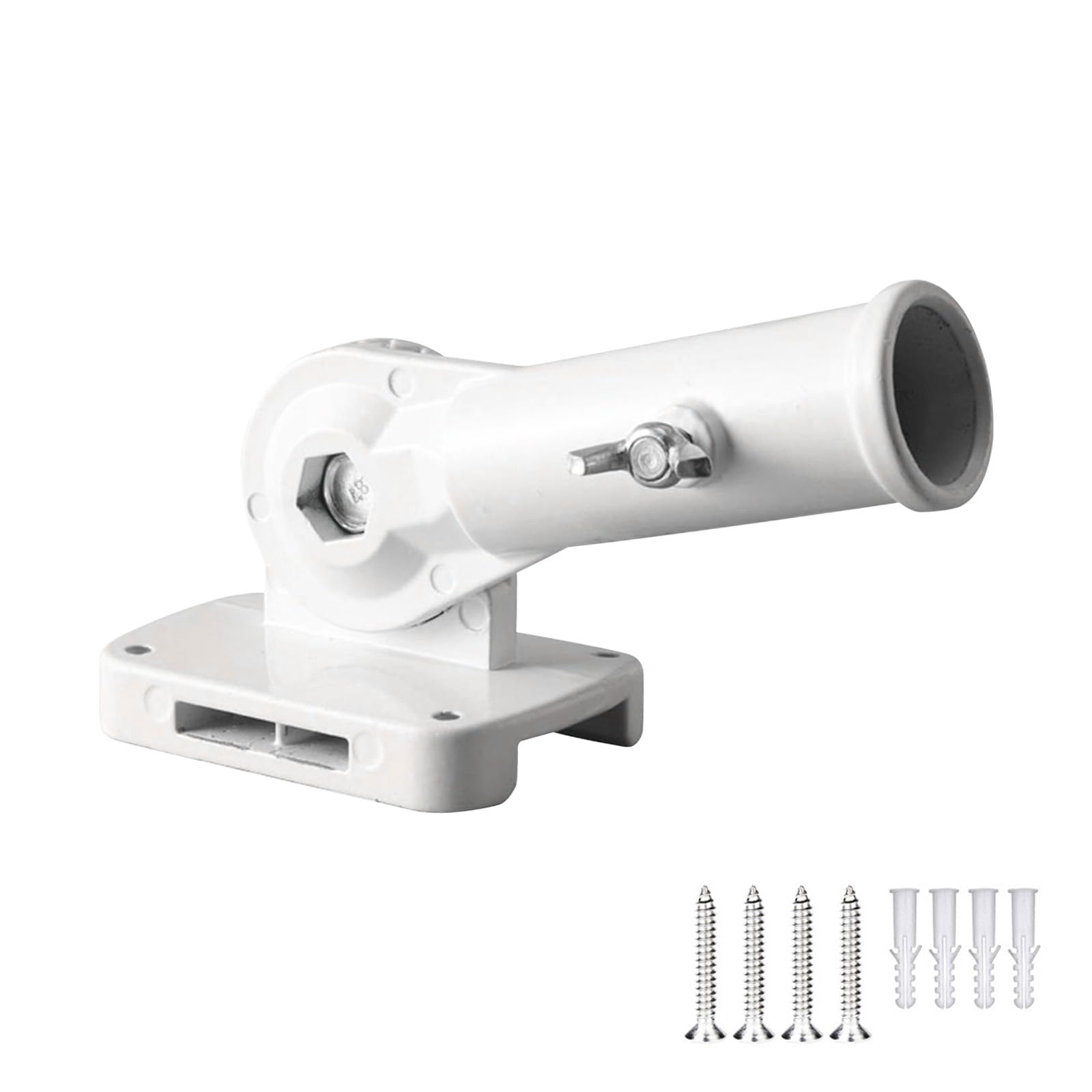 YMWALK Premium Adjustable Flag Pole Holder, Multi-Position Flag Pole Mount Bracket, Duty Aluminum Alloy Flagpole Mount, 1.06" Diameter, Rust-Free, Ideal for Outdoor Flag Display (White)