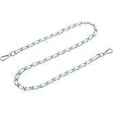 uxcell Purse Chain Strap, 39 Inch Leather Iron Flat Chain Handbag Chains Purse Straps with Buckles for Shoulder and Cross Body Bags (Light Green Strap + Silver Chain)