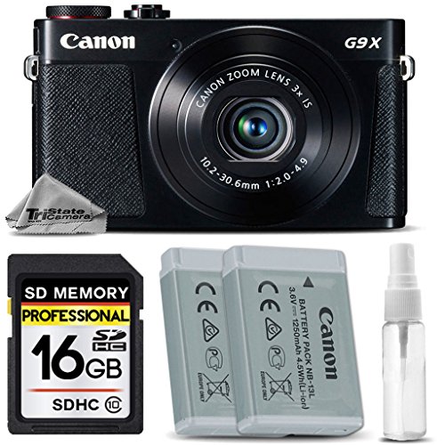 Canon PowerShot G9 X Digital Camera (Black) + 16GB Class 10 Memory Card + Backup Battery + Deluxe Cleaning Kit - International Version Canon PowerShot G9 X Digital Camera (Black) + 16GB Class 10 Memory Card + Backup Battery + Deluxe Cleaning Kit - International Version