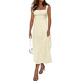 LUXVEER Women's Floral Corset Dress 2025 Summer Sleeveless A Line Bustier Midi Milkmaid Dress Flowy Cottagecore Sundresses