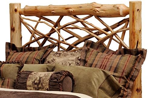 Fireside Lodge Furniture Traditional Cedar Hand Crafted and Hand Lacquered Northern White Cedar Twig Log Queen Size Headboard, Traditional Cedar, Queen Size Headboard ONLY