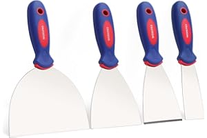 WORKPRO 4-Piece Putty Knife Set, Stainless Steel Made - Perfect for Drywall Spackle, Taping, Scraping Paint, 1.5", 3", 4", 6"