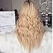 DLME 180 Density Glueless Wavy Wig 24Inch Synthetic Ombre Honey Blonde Lace Front Wigs for Women Heat Resistant (24)