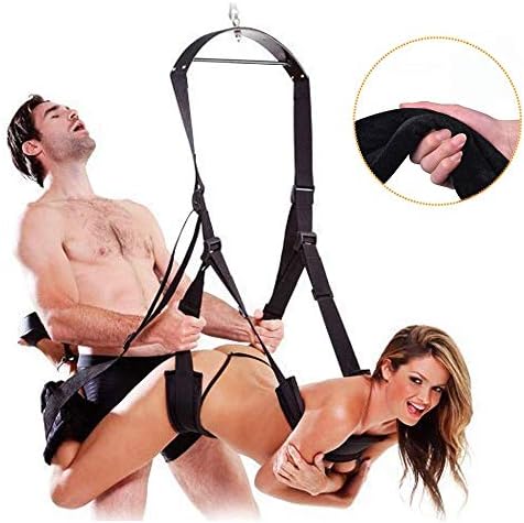Adult Indoor Swing Set 360 Degree Spinning Swivel Swing with Adjustable Soft Straps - Holds Up to 800 LBS(Black)