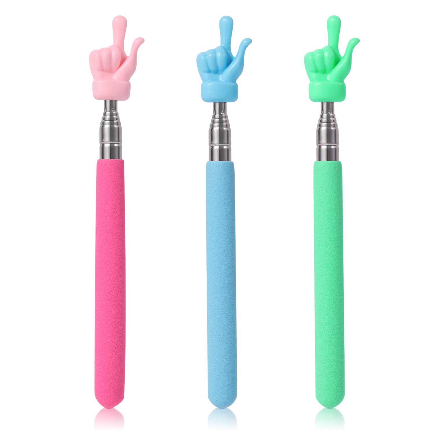 3pcs Telescopic Teachers Pointers, Extendable Pointing Stick Retractable Pointer Whiteboard Pointer Hand Pointer Stick for Teacher Classroom Aids (Pink, Blue, Green)