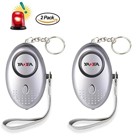 2Pack Personal Alarm 130db Emergency SOS Personal Alarm Selfdefense Device with LED Flashlight Safty Alarm for Woman, Kids, Elder,Students Bag Decoration by YADEA (Silver)