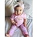3pcs Newborn Infant Baby Girls Clothes Tops Romper+Warm Leggings+Headband Outfits Set (0-3 Months, Pink)