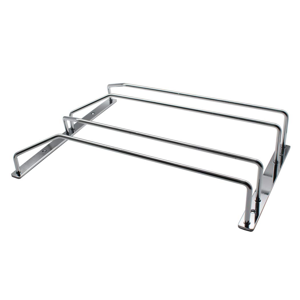 Abcsea 27 cm Wine Glass Holder Rack, Chrome Wine Glass Holders Hanging Under Shelf, 1 piece (2 Rows)