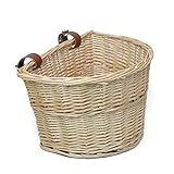 MEIEM Front Handlebar Wicker Bike Basket Cargo Leather Straps