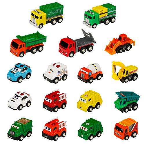 Toy Car Construction Vehicles Trucks Mini Push Pull Back And Go Car Toy truck Play Set toys 17 Pcs For Kids Boys girls over 3 years