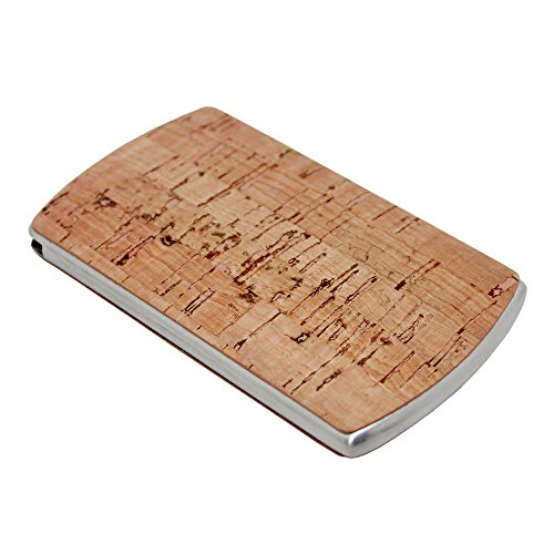 Boshiho Business Card Holder, Stainless Steel Eco-friendly Cork Wrap Name Card Case Unique Designed Gift (Cork)