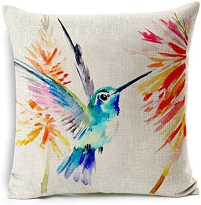 Oil Painting Bird Hummingbird Throw Pillow Case Cushion Cover Decorative Cotton Blend Linen Pillowcase for Sofa 18 "X 18 " ¡­ (14)