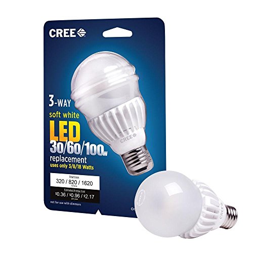 Cree 3 Way LED Light Bulb 3/8/18-watt (30/60/100-watt) Soft White (2700k) - 320/820/1620 Lumens - Omnidirectional... image