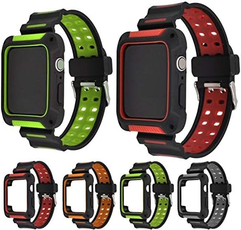 Gmkj Two-tone Sports Fashion Shatter-resistant Protective Cover Integrated Strap Compatible With Apple Watch | Rugged Strap Series For Iwatch Series Men And Women Smart Watch Strap