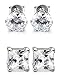 Besteel 2 Pairs Stainless Steel Mens Womens CZ Stud Earrings Pierced Earrings White 20G 8mm