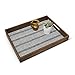 Jitsu Goods Fabric Lined Wooden Decorative Ottoman Tray | Kitchen Breakfast Serving with Cutout Wood Handles | Black & White Boho Pattern | Coffee Table Home Decor | Rustic Decorative Farmhouse Design