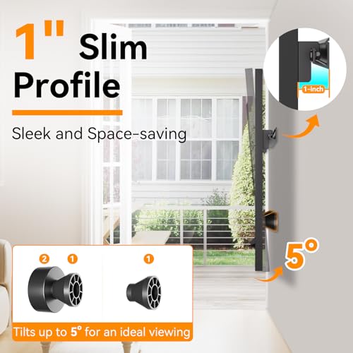 Aetubree No Drill TV Wall Mount, TV Brackets for 22-55 inch Flat Screen TVs Ultra Slim TV Wall Bracket Universal Hold Up to 45KG, Max VESA 400x400mm, +5° Tilt, Easy Install (Black)