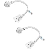 TiFFCOFiO Flat Plug Indoor Extension Cord, 3 Prong Extension Cord, 1 Grounded Outlet for Home, Office and Travel, 16AWG 13A/1625W, ETL Listed (1 FT, 2 Packs)