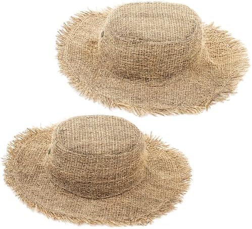 Wide Brim Boater Sun Hat Women Frayed Raffia Edging Hat  display picture 2