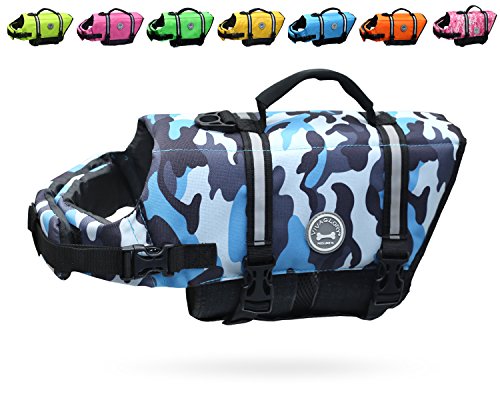 Vivaglory Dog Life Jacket, Camo Blue, S