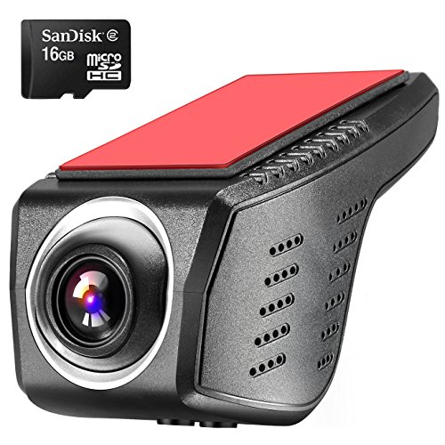 RoadRover WIFI Car DVR ,Driving Recorder Car Dash Cam, Adjustable Lens 170 Degree Wide-angle, Build in MIC and Crash Sensor Car Camera Dashboard Camera,with 16G high Speed Micro SD Card D8 (Black)