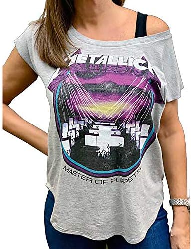 Cyberteez Metallica T-Shirt Master of Puppets Women's Gray Wide Scoop Tee
