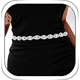Abien Rhinestone Belts for Women Silver Chain Belt Crystal Waist Belt Sparkle Thin Belts for Dresses