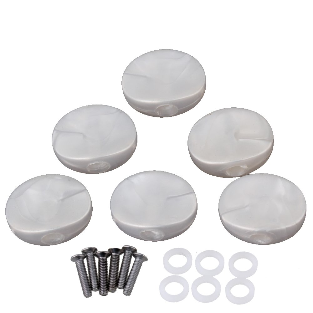 6Pcs White Plastic Guitar Tuner Machine Head Square Tuning Pegs Key Buttons Handle Cap 18mmx13.5mm Aperture 3mm Including screw washers