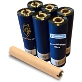 Wolfbarco 6 Rolls 4.33" x 243' (110mm x 74m) Premium Resin-Enhanced Wax Thermal Transfer Ribbon Black 1/2" Core CSO for Zebra GC420t, GK420t, GX420t, ZD421t, ZD621t, TLP2824 Desktop Barcode Printers