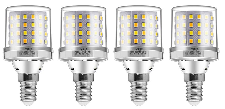 Mini LED Corn Light Bulb, 9W, E14 Socket, 6000K Cool White, 80W Equivalent, 800Lumen, Candelabra LED Light Bulbs, Pack of 4 (Cool White-6000K, E14 Base)