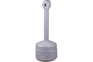 Justrite, Personal Smoker’s Cease-Fire Outdoor Ashtray, Polyethylene Standing Ashtray with Steel Bucket, 1 Gallon, Grey, 26806