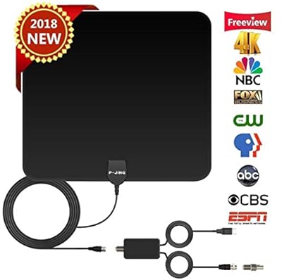 TV Antenna HD Digital,Skywire TV Antenna with 50-80 Miles Range Support 4K 1080P, Indoor Digital HDTV Antenna & Amplifier Signal Booster USB Power Supply-16.4ft Coax Cable