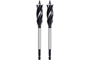 GRIXLEN 2 Pack 11/16 inch x 6-1/2 inch Auger Drill Bit for Wood, 1/4 inch Hex Shank Auger Drill Bit for Hard Wood,Soft Wood, Plywood and Plastic (11/16 in x 6-1/2 in)
