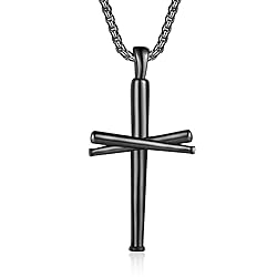 HattiDoris Baseball Corss Necklace for Men