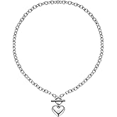 Emibele Dainty Gold Heart Charm Necklace for Women, Stainless Steel No Tarnish 18K Gold Plated Necklaces with Love Heart Pendant & Paperclip Chain, Valentines Birthday Jewelry Gifts for Women