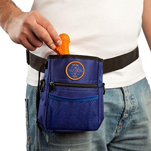 RokaPets Dog Treat Pouch - Agility Training - Carry Pets Toys - Adjustable Belt - Metallic Clip - Easy to Use - 2 Zippers - Waste Bag - Suitable for Kids - Men - Women