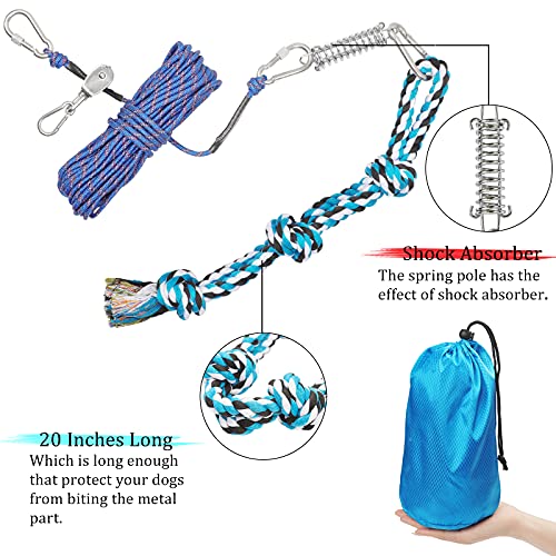 FOXBUS Dog Tie Out Cable for Camping 50ft Heavy Duty Overhead Trolley