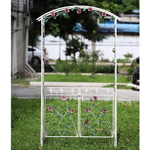 YICOL Rosenbogen Torbogen mit Tor 3D Rose Terrasse Balkon Arbor Pergola für Kletterpflanzen Trellis Support, Weiß – Bild 6