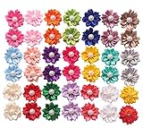 YAKA 40PCS(20Paris) Cute Dog Hair Bows with Rubber Bands Pearls Flowers Topknot Dog Bows Pet Grooming Products 20 Colors