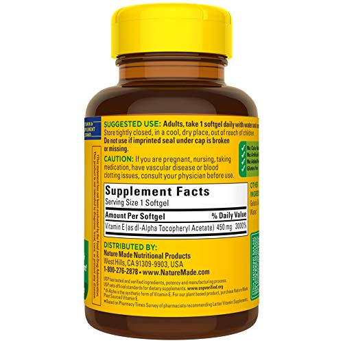 Nature Made Vitamin E 1000 IU (dlAlpha) Softgels 60 Ct Pricepulse
