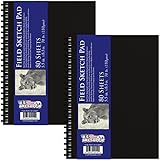 U.S. Art Supply 5.5" x 8.5" Premium Hardbound Sketch Book, 70 Pound (110gsm), Book of 80-Sheets (Pack of 2 Pads)