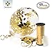 Decopom Gold Confetti Balloons Curling Ribbon - Roll & Flower Clips 57 Pack | Premium 12 Inch Latex Party Balloons - Filled Round Golden Mylar Foil Dot Confetti Birthday, Wedding, Proposal…