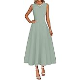 MEROKEETY Women's 2026 Summer Elegant Classy Midi Dress Sleeveless A Line Flowy Formal Cocktail Dresses